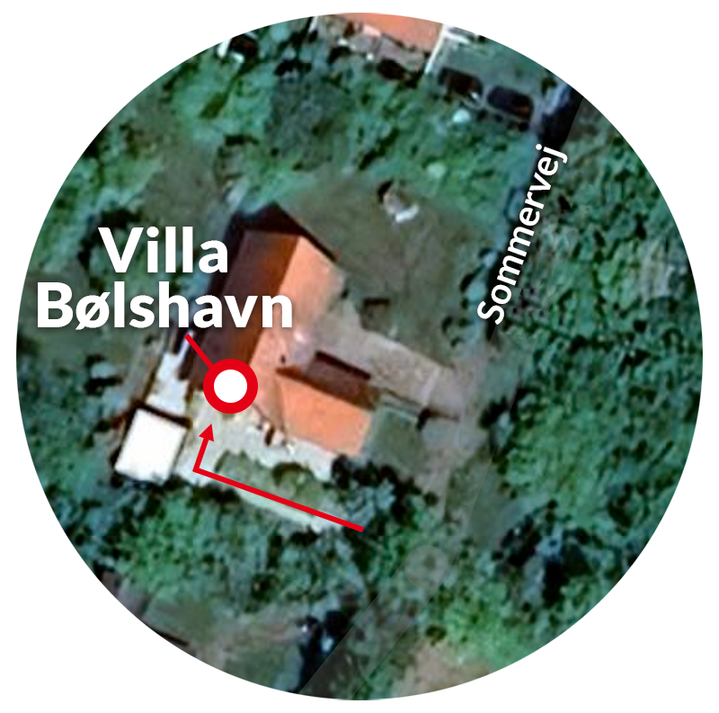 Villa Bølshavns indgang vist på et kort