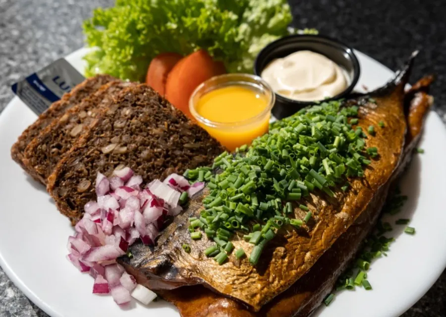 Fiskebuffet på Gudhjem Røgeri