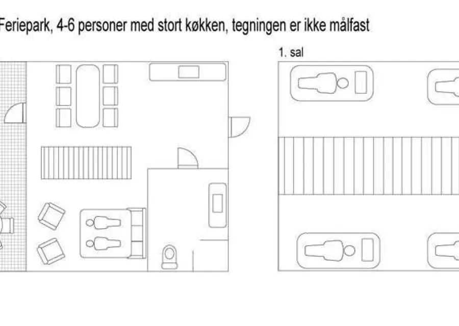 Feriehus for  4-5 personer med stort køkken og havudsigt