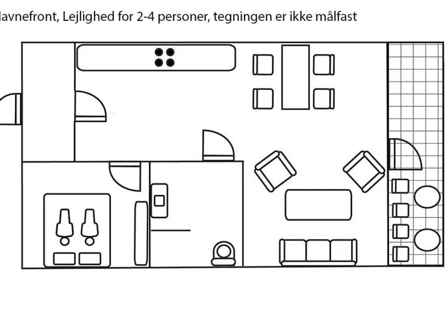 Semesterlägenhet för 2-4 personer med havsutsikt