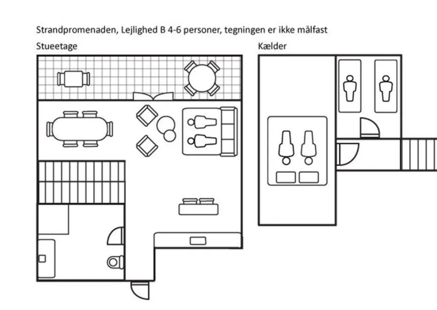Ferienwohnung (1B) für 4-6 Personen mit Meerblick