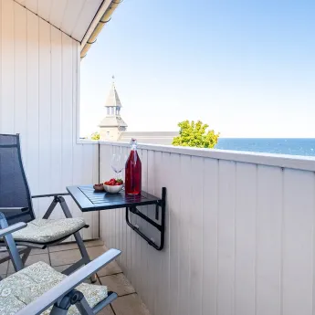 Havudsigt fra balkonen i ferielejlighed nr. 16 på Casa Blanca i Gudhjem