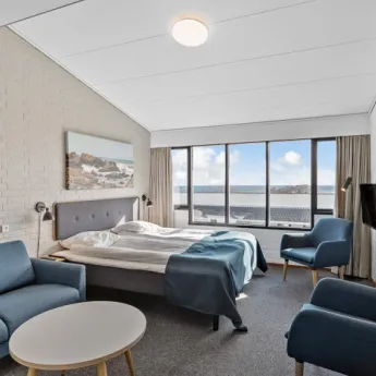 Værelserne på Abildgård er flotte og moderne indrettede