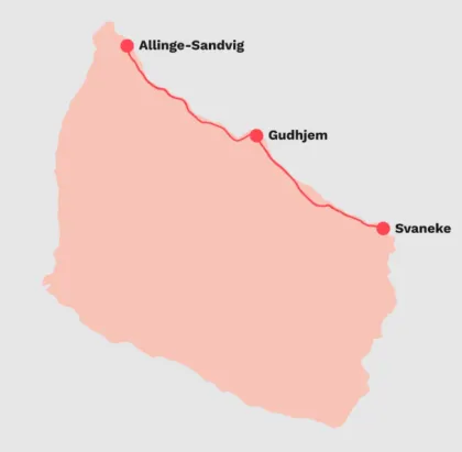 Cykelrute fra Allinge-Sandvig til Gudhjem til Svaneke