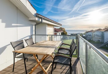 Terrasse med havudsigt i lejlighed i Gudhjem Søpark