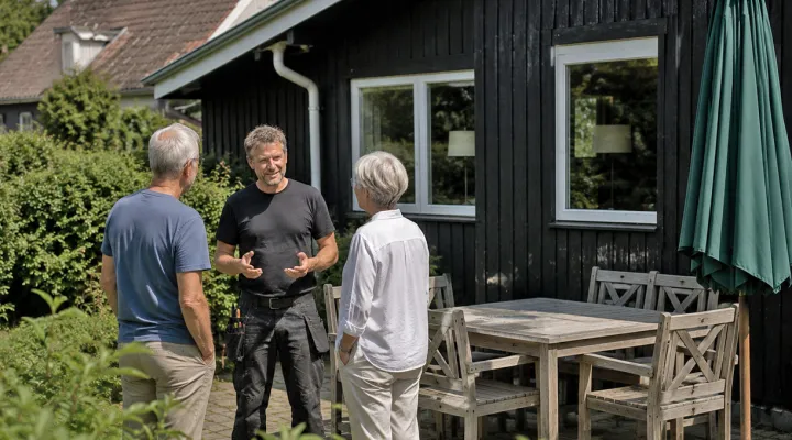 Facility manager snakker med feriegæster