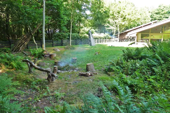 Stor grøn have med bålplads ved Hammershuse 1C