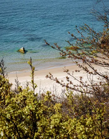sol og strand på Galløkken strand ved Rønne på Bornholm